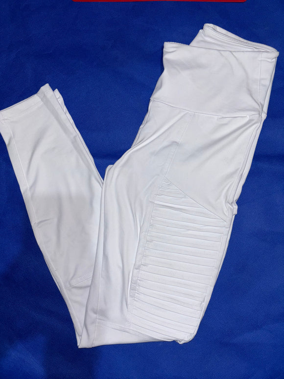 White Moto soft stretch leggings- size small