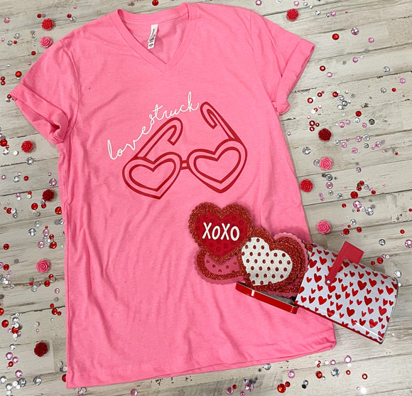 Lovestruck (Neon Pink V Neck)- Ships in 1-2 Weeks- Excluded from discounts