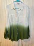 Oversized Olive Dipped button top - S