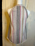 Vertical Stripe Knit Top with fringe edges - S