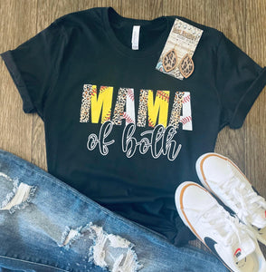 Mama of Both- BASEBALL/SOFTBALL Tee - Ships in 1-2 weeks- excluded from discounts