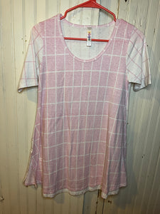 Pink & White Checker Perfect style side tie Top   - XXS