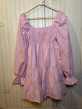 Pink Plaid Ruffle Dress- S