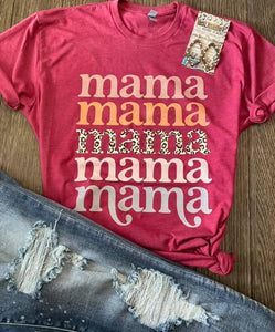 Mama Fall Leopard  tee- Ships in 1-2 weeks- excluded from discounts