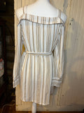 Striped Dress Shirt Off shoulder Dress - S