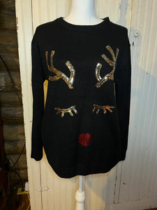 Forever 21 sequin Rudolph Christmas sweater- Small