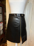 Faux Leather Black skirt with zipper- S