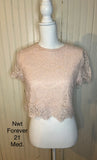 Forever 21 NWT LACE Sequins Crop- medium