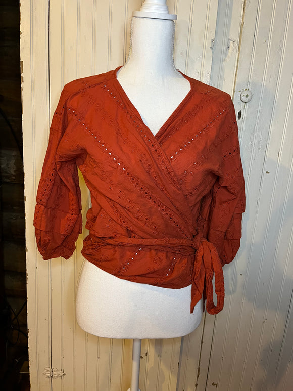 Forever 21 Rust wrap top - s